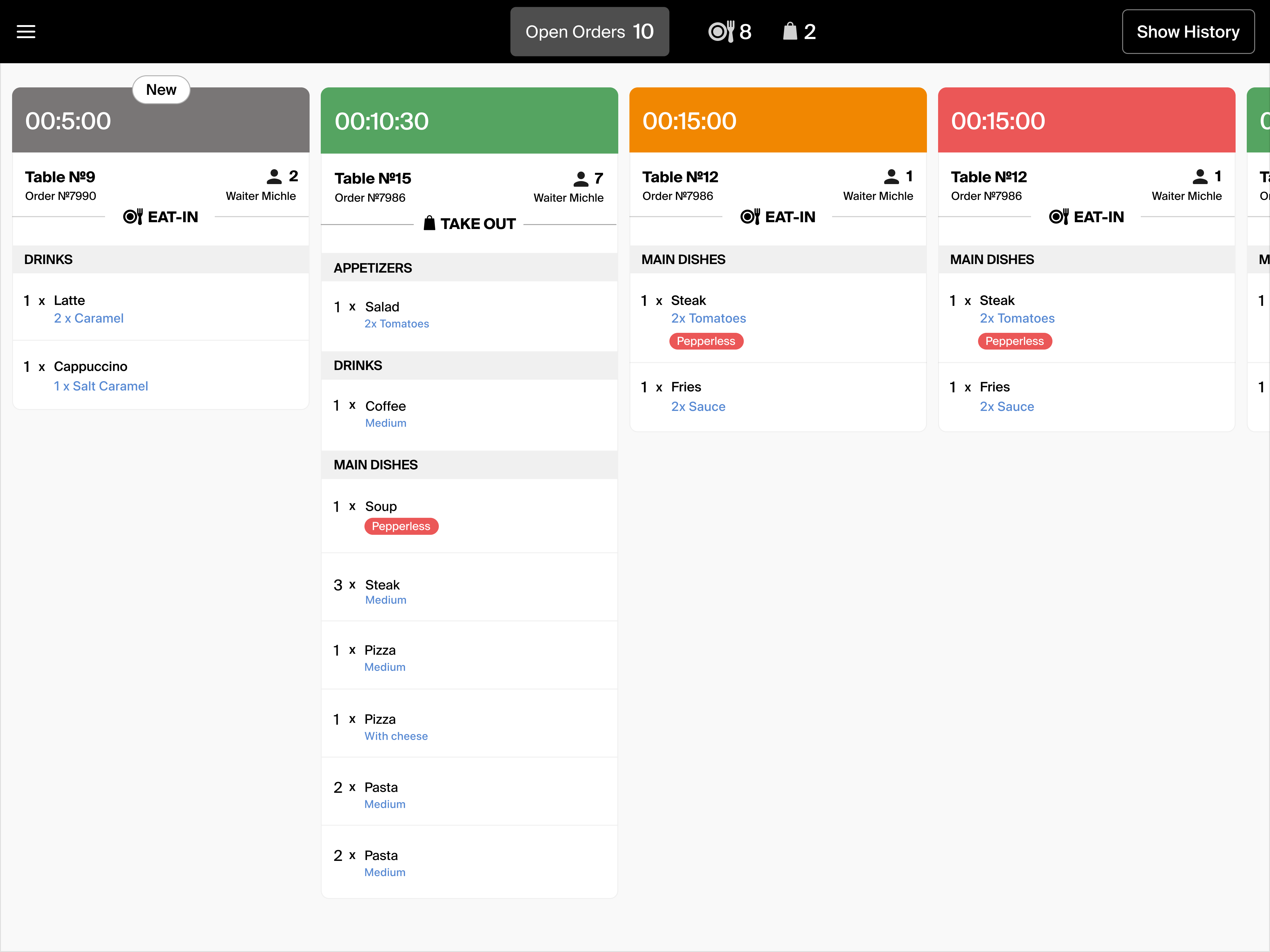 Expeditor screen — next new order after completion